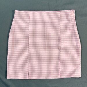Hesperus Pink Plaid Mini Skirt Medium Side Slit Preppy Y2K Style